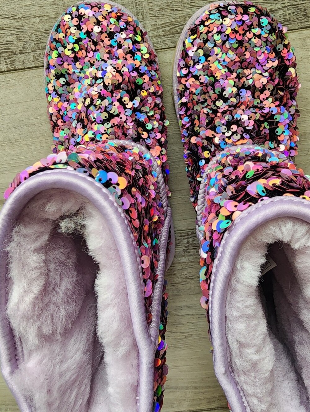 UGG Kids Iridescent Pink Sequin Boots 4 - Picture 3 of 12